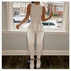 White bodycon jumpsuit